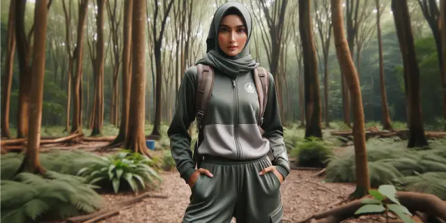 Outfit outbound untuk wanita berhijab - Set Training Berlengan Panjang