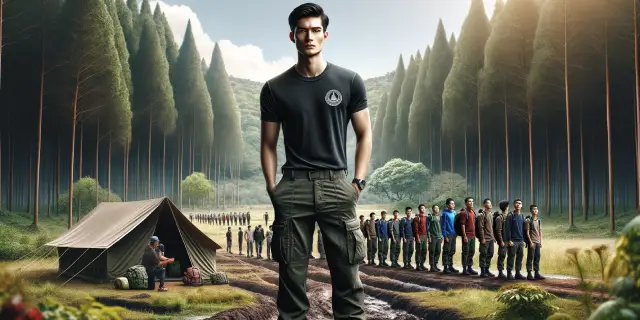 Outfit outbound untuk pria - Kaos dengan Cargo Pants