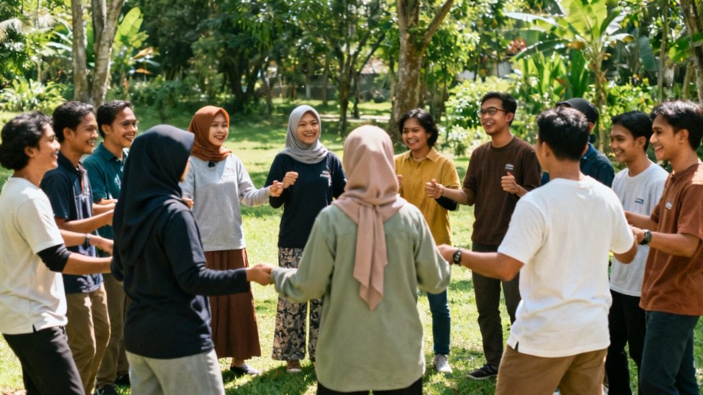 Ice breaking saat kegiatan outbound ringan.