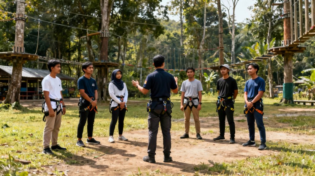 Briefing outbound di wisata outbound.