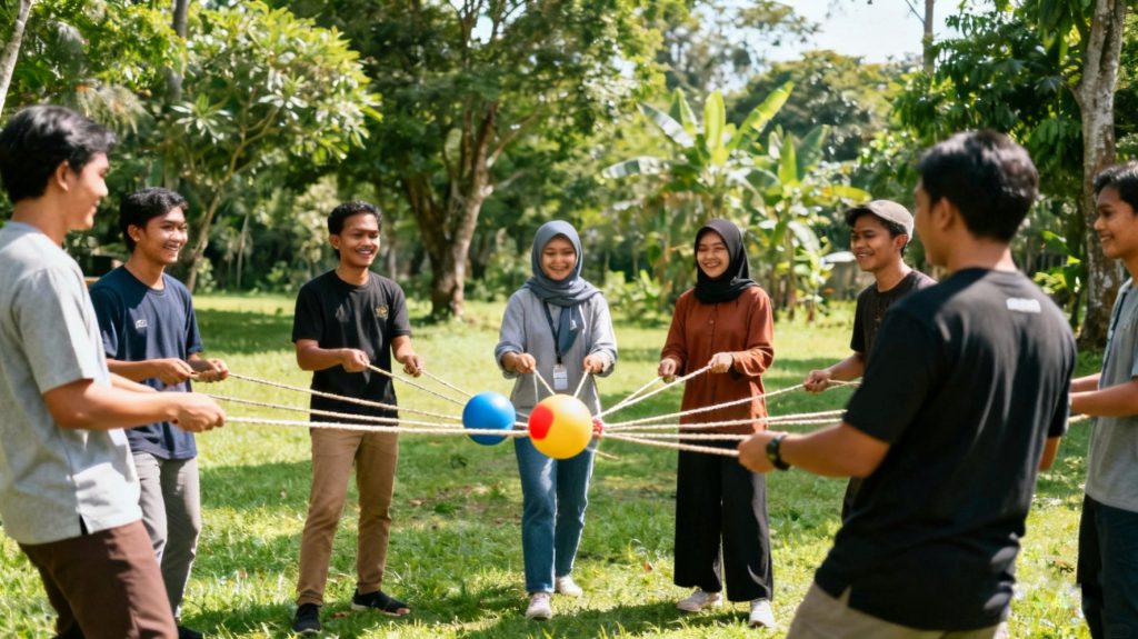 Acara outbound yang seru dengan alat sederhana.